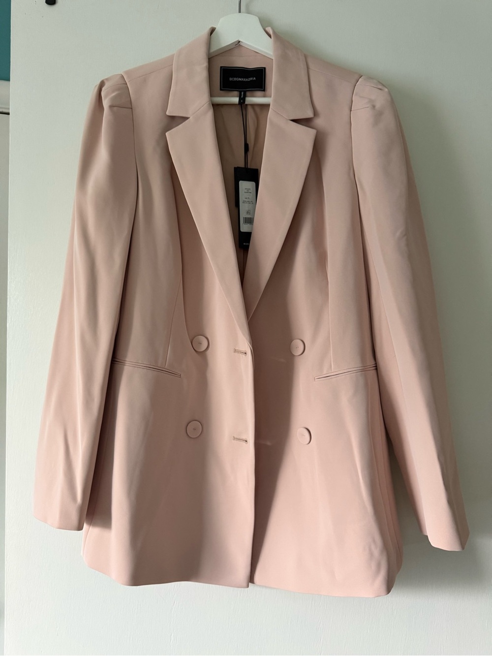 BCBGMaxAzria Pale Pink Double-Breasted Blazer